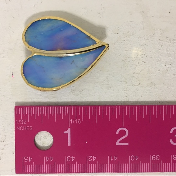 Gold Tone Blue AB Color Heart Brooch/Pin - Picture 13 of 13